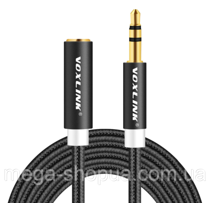 Подовжувач аудіо кабель Voxlink mini jack 3.5мм M - 3.5мм F для мікрофона 3.5mm M to 3.5mm F1 метр CC511B