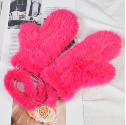 Норкові рукавиці, рукавиці норкові. Хутряні рукавиці з хутра норки Color: rose red, фото 1