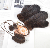 Норкові рукавиці, рукавиці норкові. Хутряні рукавиці з хутра норки Color: dark brown