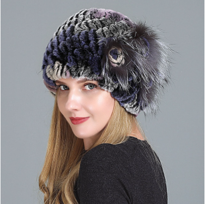 Зимові шапки з кролика сірий колір 9, фото 1