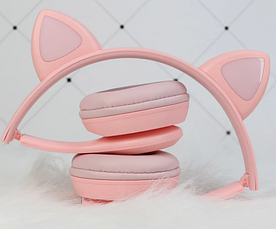 Бездротові Bluetooth-навушники CAT XY-205 з LED-підсвіткою з котячими вушками, фото 4