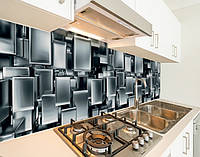 Панели на кухонный фартук ПЭТ с текстурой 3д кубов, с двухсторонним скотчем 62 х 205 см, 1,2 мм
