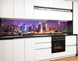 Панель кухонна, замінник скла Нью-Йорк у вогнях, з двостороннім скотчем 62 х 205 см, 1,2 мм