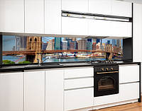 Кухонная панель на стену жесткая с бруклинским мостом утром, с двухсторонним скотчем 62 х 205 см, 1,2 мм