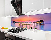 Панель кухонная, заменитель стекла домики на воде, с двухсторонним скотчем 62 х 205 см, 1,2 мм