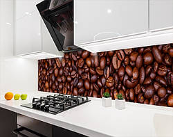 Кухонна панель жорстка ПЕТ кавові зерна, з двостороннім скотчем 62 х 205 см, 1,2 мм