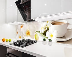 Кухонний фартух замінник скла орхідеї з кавою, з двостороннім скотчем 62 х 205 см, 1,2 мм