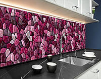 Панель на кухонний фартух жорстка текстура кам'яної мозаїки, з двостороннім скотчем 62 х 205 см, 1,2 мм