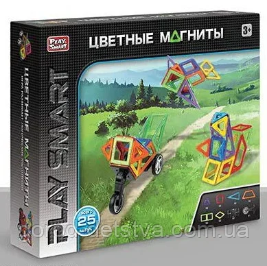 Магнітний конструктор Play Smart 2474 Транспорт і тварини 25 деталей в коробці