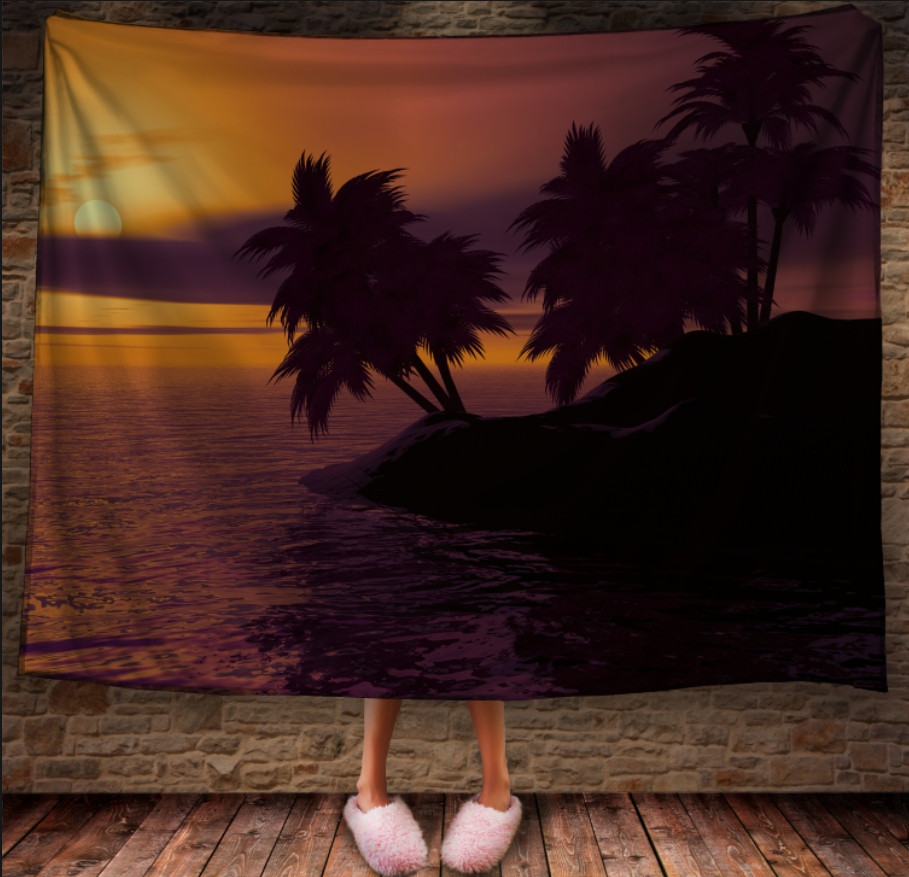 Плед з 3D принтом Sunset on a tropical island