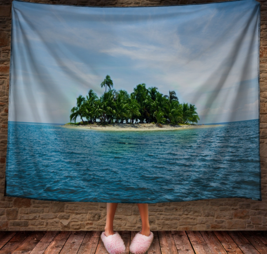 Плед з 3D принтом Lonely island in the ocean