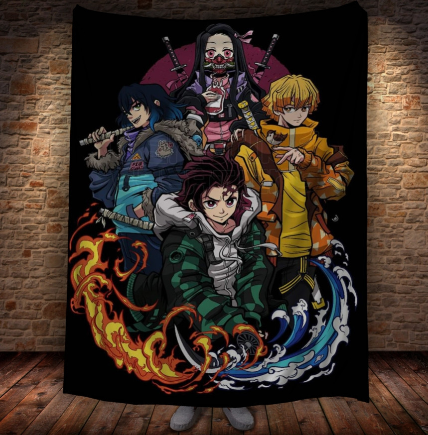 Плед з 3D принтом Деймон Слаер Demon Slayer: Kimetsu no Yaiba 150х200 см.
