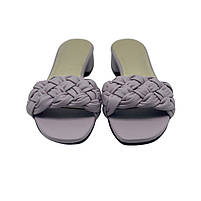 Шлепанці жіночі з натуральної шкіри фіолетового кольору на каблуці 2см “Style Shoes”, фото 4