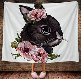 Плед з 3D принтом Зайчик і квіти Символ 2023 150х200 см.