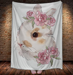 Плед з 3D принтом 1404 Кролик і квіти Символ 2023 150х200 см.