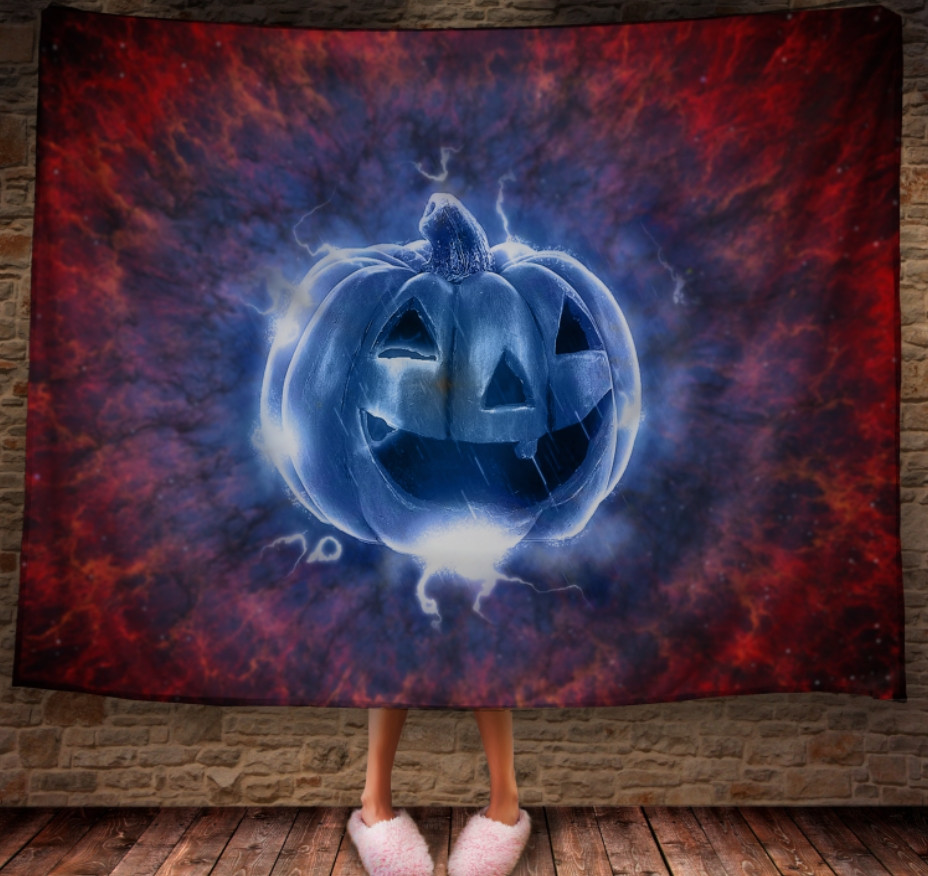 Плед з 3D принтом Призрачна гарбуз Halloween.
