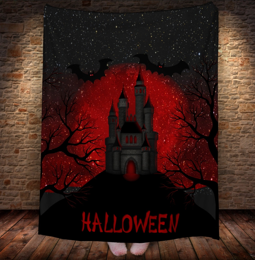 Плед з 3D принтом Замок Дракули Хелловин Halloween1415 150х200 см., фото 1