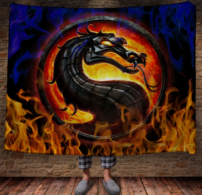 Плед з 3D принтом Логотип Mortal Kombat.