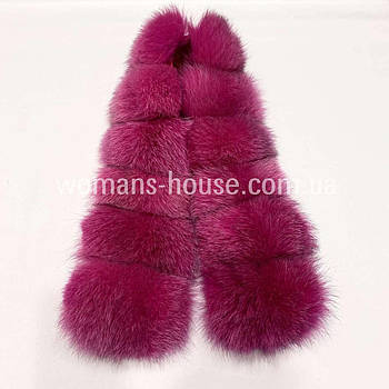 Комірова облямівка з хвоста песця 70 см/8 см. Малиновий