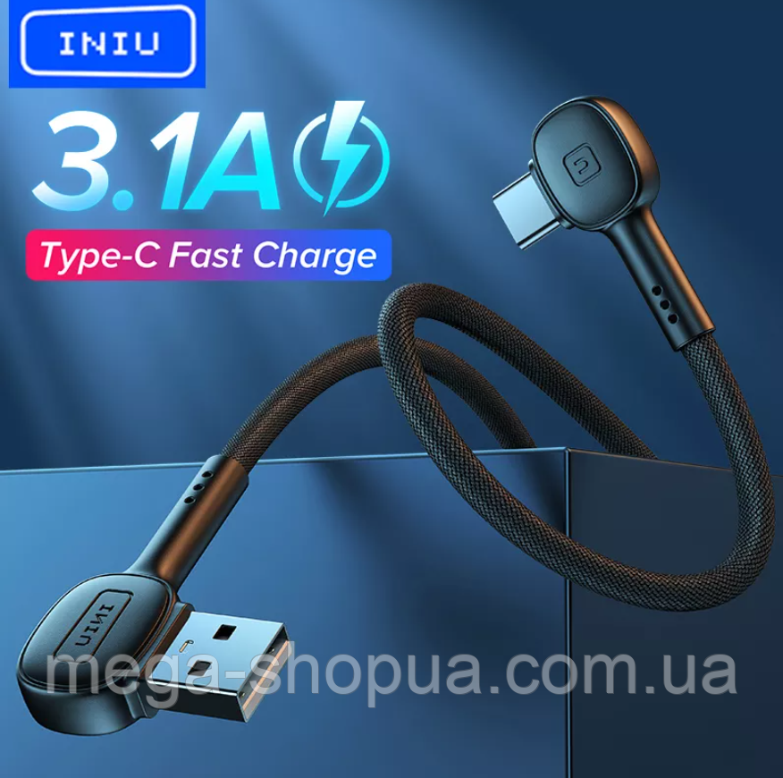 Кабель кутовий 90 градусів для швидкої зарядки телефону смартфона USB-Type-C 2м зарядний провід шнур TE51-2