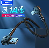 Кабель кутовий 90 градусів для швидкої зарядки телефону смартфона USB-Type-C 2м зарядний провід шнур TE51-2