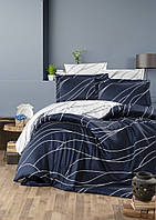 Комплект постільної білизни First Choice Mesi Navy Blue сатин 220-200 см  синій