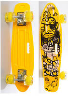 Скейт (пенни борд) Penny board со светящимися колесами ЖЕЛТЫЙ арт. 0749-6