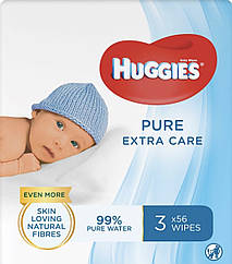 Вологі серветки Huggies (Хаггіс) Pure 2+1, 3х56 шт. В упаковці 168 шт