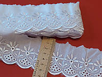 Мереживо просте батистове Кружево с шелковой вышивкой прошва на метраж белое 5-6 см 0102