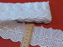 Мереживо батистове просте прошва на метраж біле 60-65 мм 0102