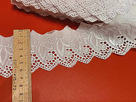 Мереживо батистове просте прошва на метраж біле 65 мм 0103