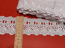 Мереживо батистове просте прошва на метраж біле 60 мм 0104