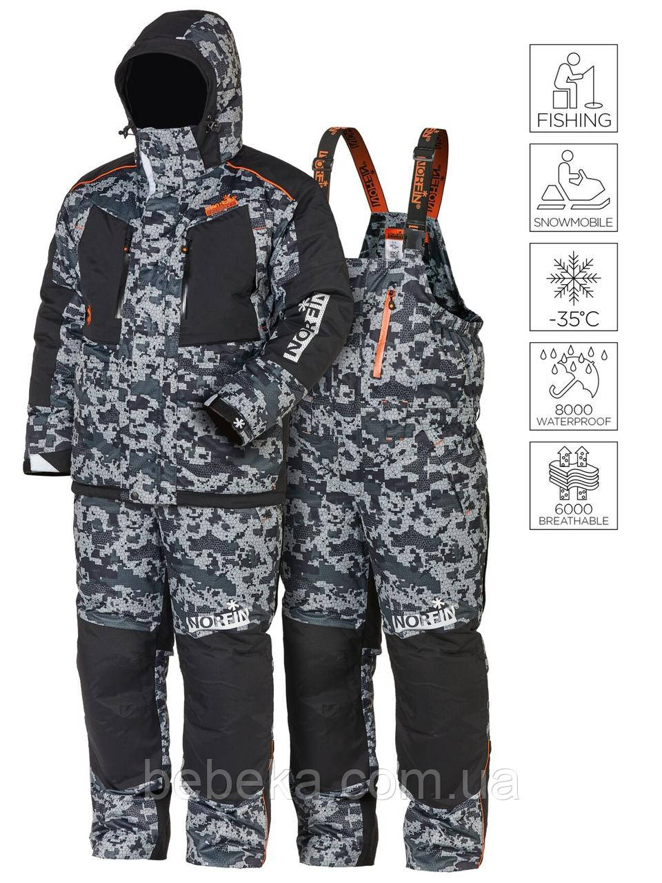 Костюм зимовий мембран. Norfin DISCOVERY 2 CAMO (сірий піксель) -35 ° / 8000мм (452301-S)