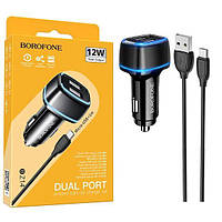 Автомобільний зарядний пристрій Borofone BZ14 Max (2USB/2.4 A) + Micro чорний