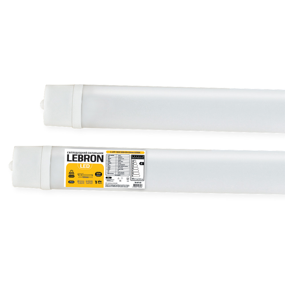 LED світильник лінійний Lebron L-Т8-LPP, 36W, 1260х43х23мм, 6200K, 3000Lm, IP65, кут 140 °