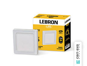 Світлодіодний світильник Lebron L-PSS-1241, 12W, накладної, 170x170x36mm, 4100K, 850Lm, кут 120 °
