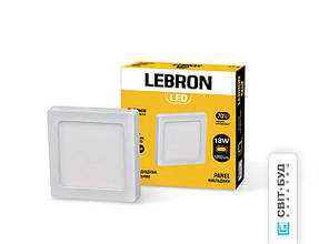 Світлодіодний світильник Lebron L-PSS-1841, 18W, накладної, 220x220x36mm, 4100K, 1260Lm, кут 120 °