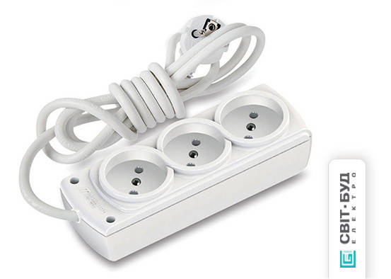 Подовжувач 3 гнізда, 3м, без заземлення, 10А Mutlusan, фото 1