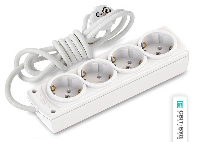 Подовжувач 4 гнізда, 3м з заземленням, 16А Mutlusan, фото 1