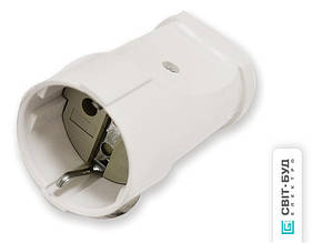 Розетка з заземленням, 16А, АБС, IP44, біла