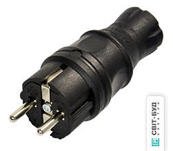 Вилка з заземленням, 16А, каучук, пряма, Mutlusan