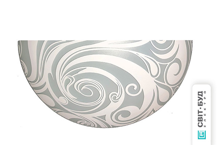 Світильник-бра, скло-метал, Е27, 60W, 300х150х95мм, IP20, білий/квіти, круглий