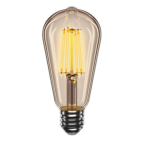 LED лампа филаментная VELMAX V-Filament-Amber-ST64, 6W, E27, 2500K, 600Lm, фото 1