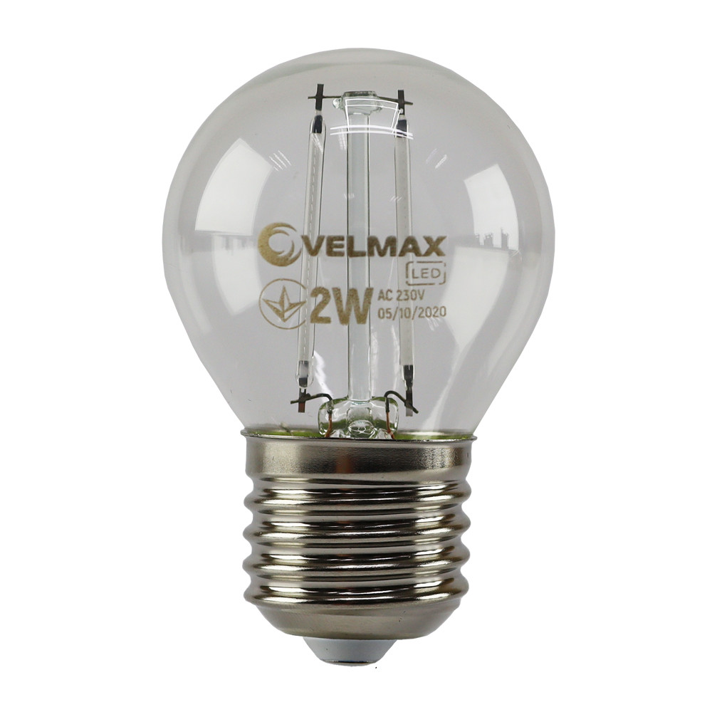 LED лампа филаментная VELMAX V-Filament-G45, 2W, E27, синя, 200Lm