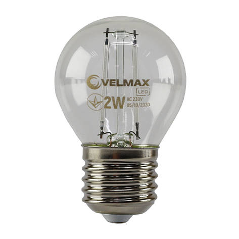 LED лампа филаментная VELMAX V-Filament-G45, 2W, E27, синя, 200Lm, фото 1