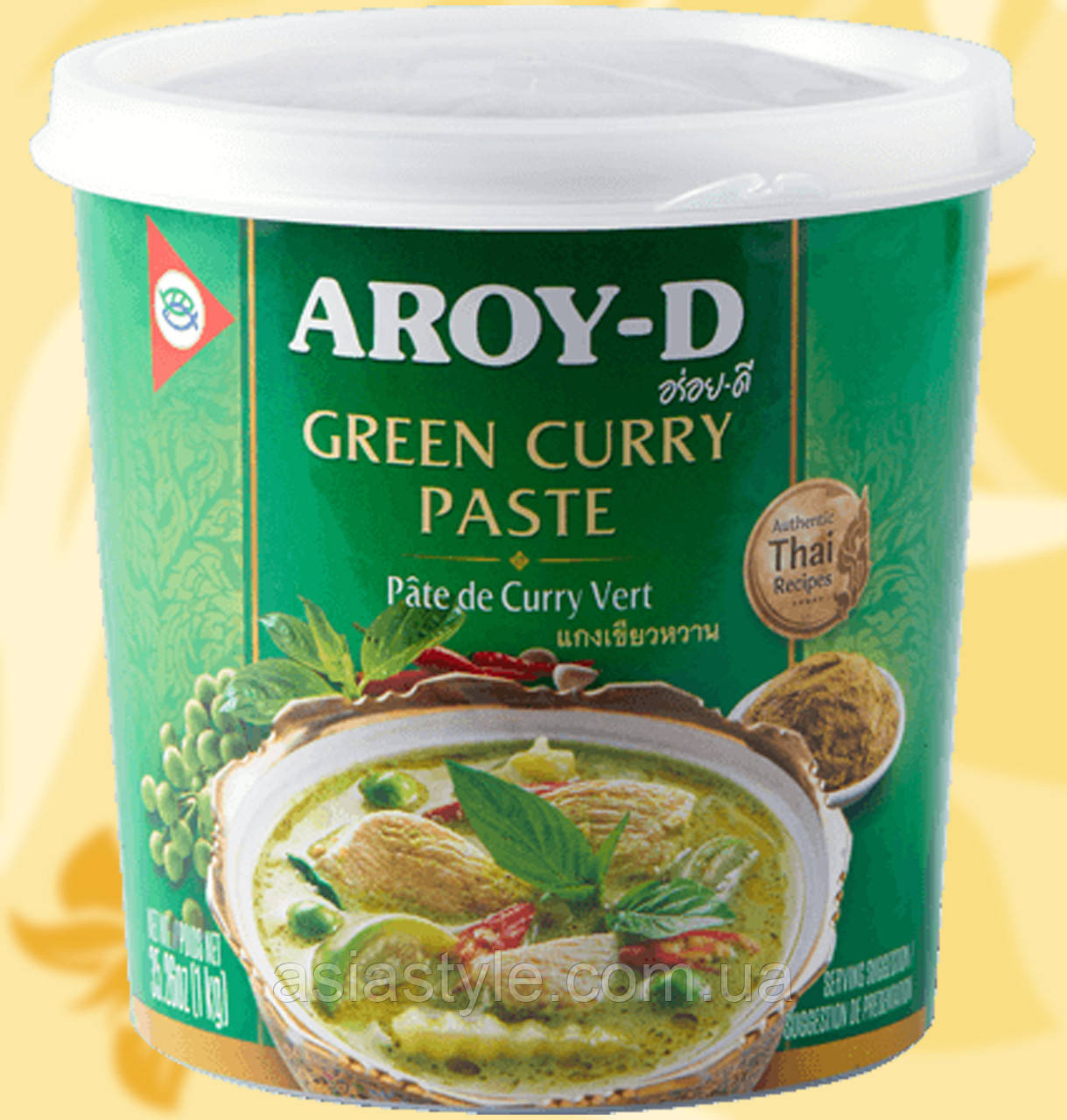 Зелена каррі паста, зелена карі паста, Green curry paste, Aroy-D, 400 г, Таїланд, ВоЧДм, фото 1