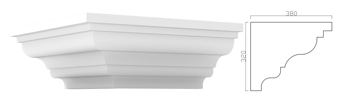 Карниз фасадний One Decor, розмір 380*320, модель kod 026, пінопластовий з покриттям