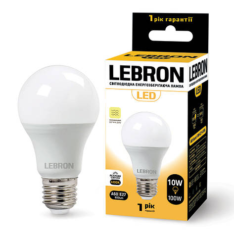LED лампа з датчиком руху LEBRON L-A60, 10W, Е27, 4100K, 900Lm, СВЧ, фото 1