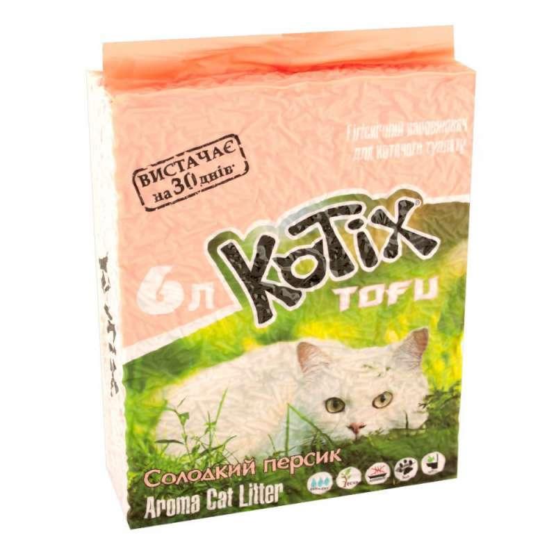 Котикс Тофу KOTIX TOFU наповнювач для котячого туалету Солодкий персик, 6 л, фото 1
