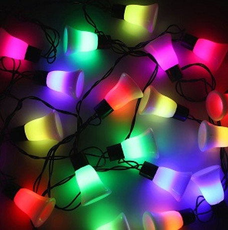 Гирлянда прямая Колокольчик Big 20Led 5м на черном проводе Мульти RG/RB
